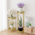 SOGA 2 Layer 50cm Gold Metal Plant Stand Flower Pot Holder Corner Shelving Rack Indoor Display FPOTH50GLD