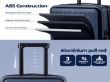 Wanderlite 20" Luggage Suitcase Front Pocket Travel Carry On Dual TSA Navy LUG-ABS-POK-20-NA