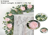 2 Pack 13FT Flower Garland, Artificial Rose Vine Fake Flower Garland Silk Rose Peony Hanging Vine V1258-DP02-WO-519