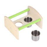 Parrot Wood Stand with 2 Stainless Steel Feeding Cup Playstand Training Toy for Outdoor Gardening V1294-YM0714-3111210375011