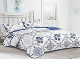 Rich white blue Elegant 3 Pc Bedspread & Pillow Cover Set V745-AC090445Q13U