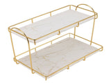 Bathroom Storage Rack Gold White 2 Tier Makeup Shelf Humanized Structure Anti Slip Counter Organizer V1294-YM0703-3112230011312