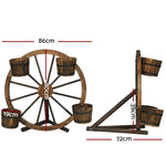 Gardeon Garden Decor Plant Stand Outdoor Ornament Wooden Wagon Wheel 80cm GD-WHEEL-SH2264-AB