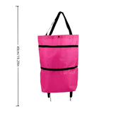 2-in-1 Foldable Shopping Cart with Wheels,Lightweight Oxford Cloth Rolling Tote Bag,Portable Grocery V1369-AZ3-W-14910