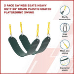 2 Pack Swings Seats Heavy Duty 66" Chain Plastic Coated Playground Swing V63-825911