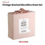 Blake & Lindsay Blush Vintage Washed Microfibre Sheet Set 40cm Wall Single V442-LED-SHEETS-WASHEDMICROFIBRE-BLUSH-SB