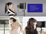 Microphone Isolation Screen Mic Sound Absorbing Screens Adjustable for Broadcasting Podcasts V1370-AZ4-07976