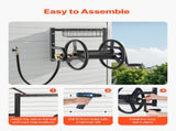 Wall Mounted Garden Hose Reel 125ft 5/8 in Metal Hose Reel with Basket V952-GQSSGJP125FTTLQ5I002V0
