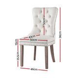 1 Set of 2 Artiss Dining Chairs Beige Velvet UPHO-C-DIN-1061-BGX2