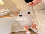 Transparent Plastic Trash Can with Cute Eyes and Feet Design for Kitchen Bathroom Bedroom Office V1366-AZ2-W-14697