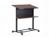Artiss Mobile Lectern Podium Stand with Storage Shelf Height Adjustable Laptop Desk Black & Walnut LPS-HY02-125-BK