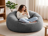 Artiss Bean Bag Chair Cover Soft Faux Fur Beanbag Cover Large Round Stuffed Animal BD-COVER-ROUND-GR