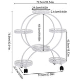 Fin White Metal Plant Stand 6-Potted Flower Pot Holder W Wheels 4 Tier Display Shelf V767-HJ-ZT112-WT