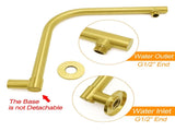 Brushed Gold Round 12 Inch Rain Shower Head Swivel Brass Gooseneck Wall Arm Set V1233-A619GKSR112G