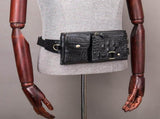 Men's Genuine Leather Waist Bag, Crocodile Print, Adjustable, Small Fanny Pack for Travel Hiking V1237-ZY-917-277