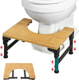 CARLA HOME Bamboo Toilet Stool Foldable and Adjustable Height with Non-Slip Layer for Bathroom LSB-36088