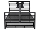 Levede Gaming Bed Frame Rotating TV Mount Storage Metal Single Bed 32in Bedroom BF1088-BK-AU