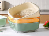 Double Layer Vegetables Fruits Washing Basket Kitchen Colanders Bowl Set Plastic Drain Basin Basket V1294-YM0901-3117230355711