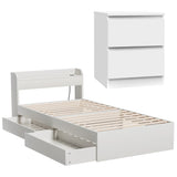 Artiss Single Bed Frame and Bedside Table WBED-AURA-S-FURNI-AB