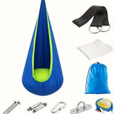 hanging hammock chair, indoor hammock chair, outdoor hammock chair, inflatable pillow, pocket, V1102-103-43376-BLU-160-70CM