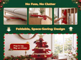 Jingle Jollys Paper Christmas Tree 47CM w/ Star Topper Xmas Decoration Tabletop Red DIY Ornament Set PAPER-TABLE-TR-38-RD
