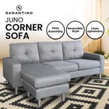 Sarantino Linen Corner Sofa Couch Lounge Chaise with Metal Legs - Grey SOFA-029-LNN-GRY-M