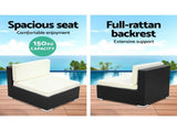 2PC Gardeon Outdoor Furniture Sofa Set Wicker Rattan Garden Lounge Chair Setting FF-SOFA-BK-C