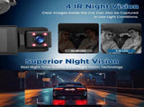 WiFi Car Dash Cam 3-Channel Wireless Camera with App, Front, Interior, and Rear Cameras, Full HD V1188-MS-313-0024