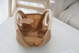 Khaki Boho Circle Straw Bag - Stylish Woven Tote with Round Handles V888-ELOSUNG21378