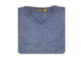 100% Shetland Ragg Wool V Neck Knit Jumper Pullover Mens Sweater Knitted - Sky - 3XL V563-SW-VN-SKY40-3XL
