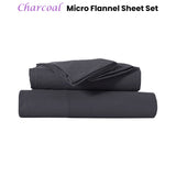 Kingtex Ultra-Soft Micro Flannel Sheet Set 40 cm Wall Charcoal Queen V442-KIT-SHEETS-MF2023-CHARCOAL-QS