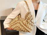 Straw Beach Bag for Women Summer Woven Beach Tote Bag Shoulder Handbags Boho Bag, V1370-AZ4-12075