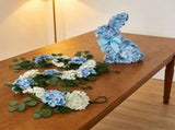 Hydrangea Garland Blue and Cream Artificial Flower Garland 6-Foot Easter Decoration for Mantels, V1366-AZ2-W-12821