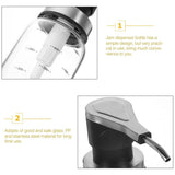 Black Glass Kitchen Pump Dispenser for Syrup, Honey, Jam Storage with Stainless Steel and Practical V1192-AZ-W-22479
