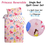 Caprice Disney Princess Reversible Licensed Quilt Cover Set Single V442-CAP-QUILTCS-PRINCESS8575-PINK-SB