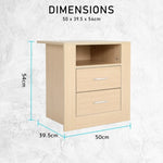 2X Bedside Table Side Storage Cabinet Nightstand Bedroom 2 Drawer 1 Shelf ZURI OAK V274-FT-BEDT-2DD07-WD2