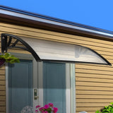 Instahut Window Awning Door Canopy 1m x 4m Transparent Sheet Black Plastic Frame AWN-PC6MO-1X4