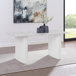 Dining Table Sintered Stone Top MDF Table Base High Glossy White V43-DT-SCRL