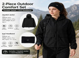 Women's Lightweight Outdoor Windproof and warm set - Black S Size Waterproof Windproof Sun V888-ELOSUNG53808