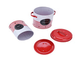 3 Pcs Canister Set Large Capacity Red White Round Bucket Farmhouse Kitchen Candy Snack Metal V1294-YM0523-3118220043011