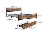 Levede Queen Bed Frame Industrial Mattress BFDR1048-Q