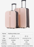 Foldable Carry-On Luggage, 20-Inch Durable Travel Suitcase with Wheels Sturdy, Compact & Portable V1107-CS-RKVHSJ24