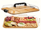 1pc Cheese Tray with Transparent Acrylic Lid - Portable Deli Platter for Camping, Parties, V1106-HECP-001