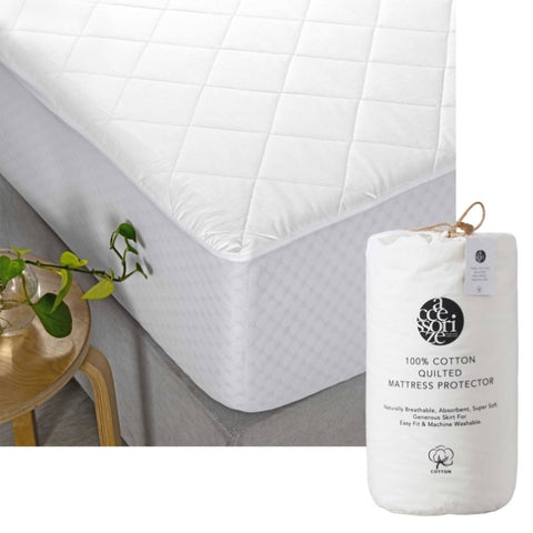 Accessorize Cotton Quilted Mattress Protector King V442-HIN-MATTRESSP-COTTONQUILTED-WHITE-KI