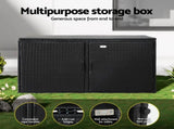 Gardeon Outdoor Storage Cabinet Box Deck Wicker Shelf Chest Garden Shed Tools Black OSC-CABI-RAT-2L-BK