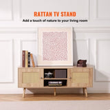 VEVOR Rattan TV Stand, Boho TV Cabinet for 55 inch TV, Mid Century Modern TV Stand, Rattan TV V952-TBDSJ47INXMSQ9ZW3V0