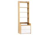 Artiss 6 Tiers Bookshelf with 2 Drawer Storage Shelf Pine FUR-L-DS-6T2DR-WD
