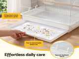 i.Pet 100cm Bird Cage Aviary Parrot Budgie White PET-BIRDCAGE-H100-WH