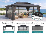 Instahut 3x4.25m Gazebo Hardtop Steel Roof Outdoor Pavilion GAZB-IR-ALU-RF-3X4-ABCD