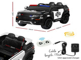 Rigo Kids Electric Ride On Patrol Police Car Horn Music Remote Black RCAR-POLICE-RGROVER-N-BK